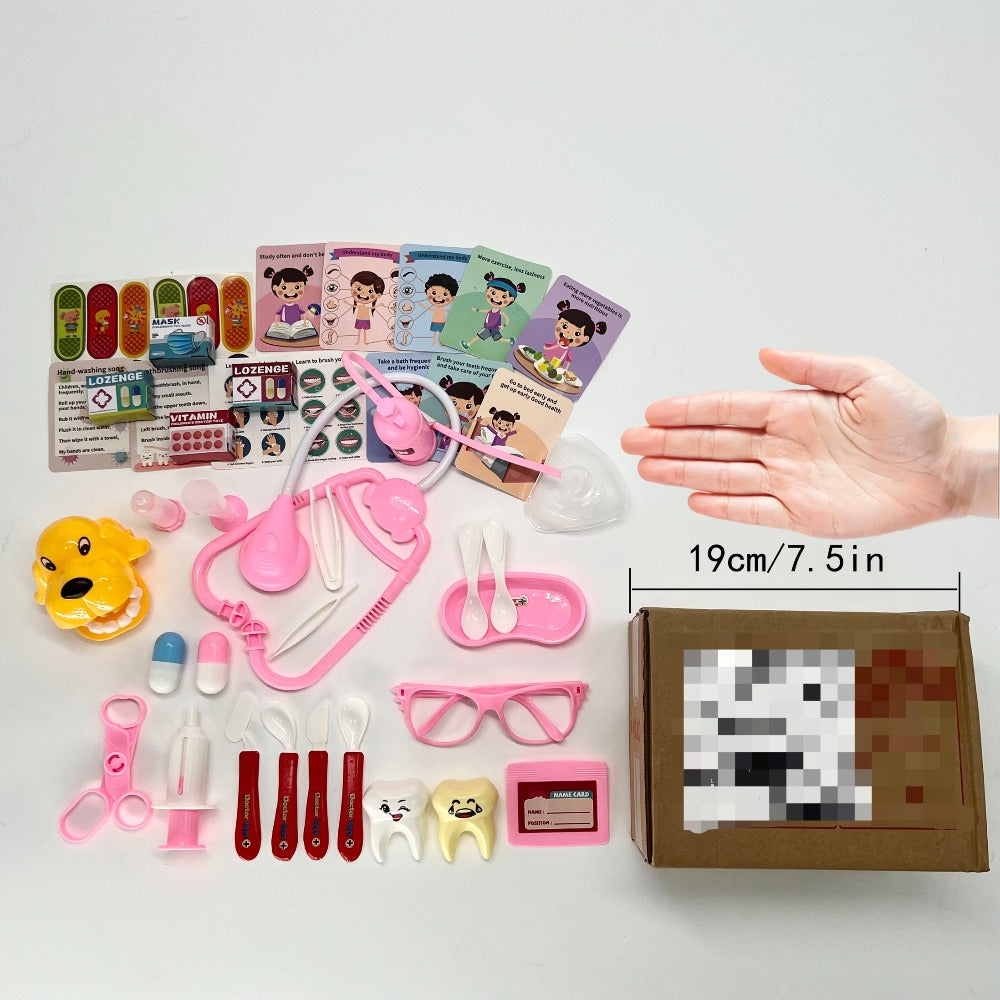 Pink Doctor Kit for Girls 40pcs – Pretend Play Nurse Toy Set with Stethoscope, Syringe, Dental Accessories & Medical Tools | Simulation Doctor Role Play Gift for Girls Ages 3 4 5 6, Birthday & Christmas