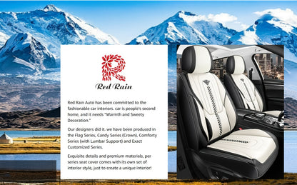 PU Leather Car Seat Cover Full Enclosure with Lumbar Support & Sponge Cushion – Two-Tone Sporty Design Universal Fit for Car Sedan Truck SUV (White-Black / Gray / Red-Black / Orange-Black)