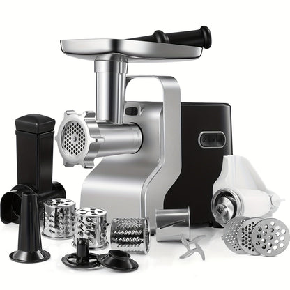 Electric Meat Grinder 5-in-1 with Sausage Stuffer Vegetable Slicer Tomato Juicer Kubbe Kit 3 Grinding Plates 3 Speed Settings 4.5 lbs per Min
