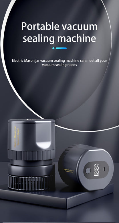 Electric Mason Jar Vacuum Sealer Kit with Regular- and Wide-Mouth Adapters, Lid Accessories and Charging Cable