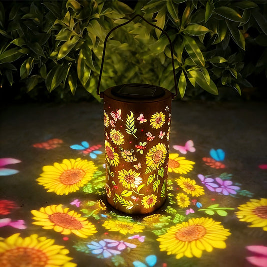 Solar Garden Lights IP65 Pattern Lantern with Hummingbird, Sunflower or Butterfly Designs for Yard Decor