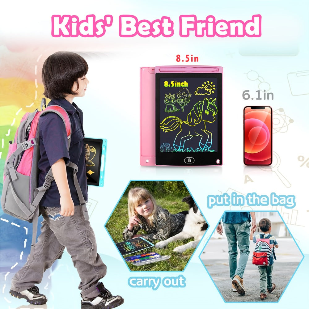 LCD Drawing Tablet, 8.5 Inch Reusable Doodle Pad for Kids, Battery-Powered Educational Toy