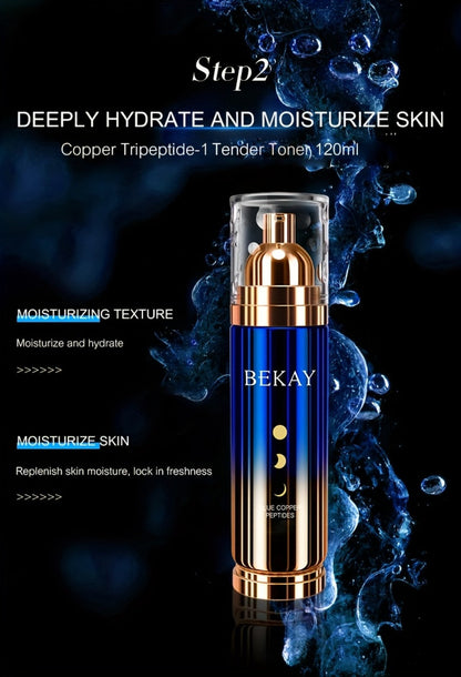 12-Piece BEKAY Skincare Gift Set with Blue-and-Gold Cleanser, Toner, Lotion, Cream and Eye-Care Collection