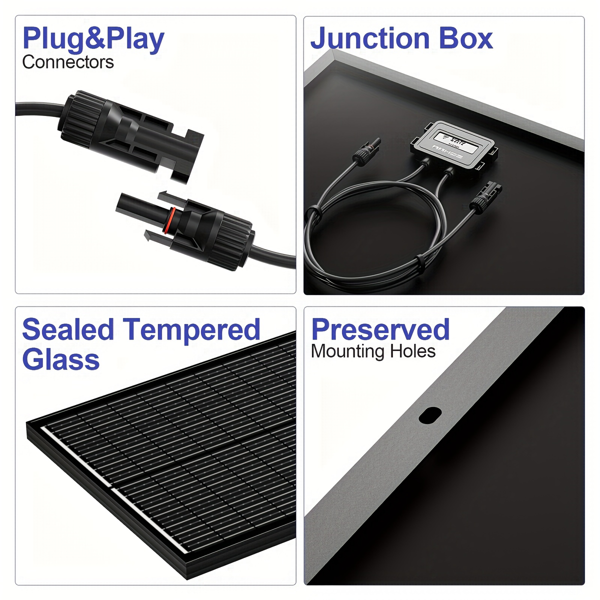 High-Efficiency 100 Watt Solar Panel Featuring a Black Backsheet, 18 BB Monocrystalline Design