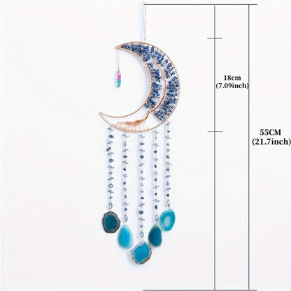 Dreamcatcher Moon Suncatcher Wall Hanging – Handmade Boho Wind Chime Pendant for Indoor Outdoor Garden, Courtyard & Party Decor – Christmas & Birthday Gift