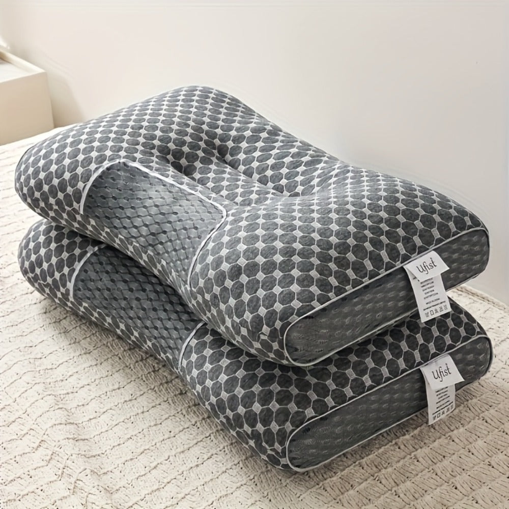 Bed Pillow Set of 2 Contoured Side-Sleeper Pillows with Removable Washable Covers in Five Colors