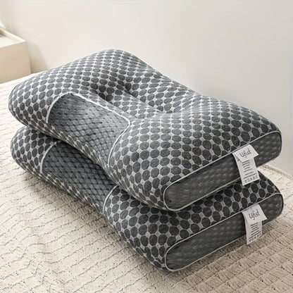 Bed Pillow Set of 2 Contoured Side-Sleeper Pillows with Removable Washable Covers in Five Colors