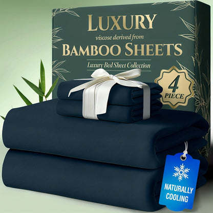 Bed Sheet Set Bamboo-Derived Fabric with Four Bed Sizes, Documented Sheet Dimensions and Thirteen Colors