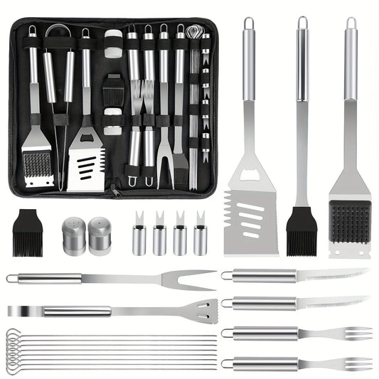 BBQ Grill Accessories Set 15/24PC – Stainless Steel Barbecue Tools Kit for Outdoor & Camping
