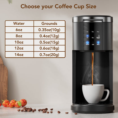 1200W-Labeled Single-Serve Coffee Maker with 40oz Tank, Five Cup Selections and Self-Clean Control