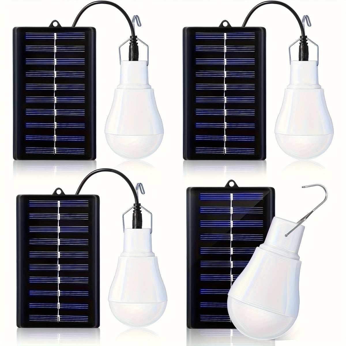 Outdoor Solar Light Bulb with 3.5M Cable – 110 Lumen 12 LED, 800mAh Rechargeable, 6000K Daylight, Portable Hanging Lamp for Garden, Yard, Garage, Chicken Coop & Tent Camping, 2/4 Pack