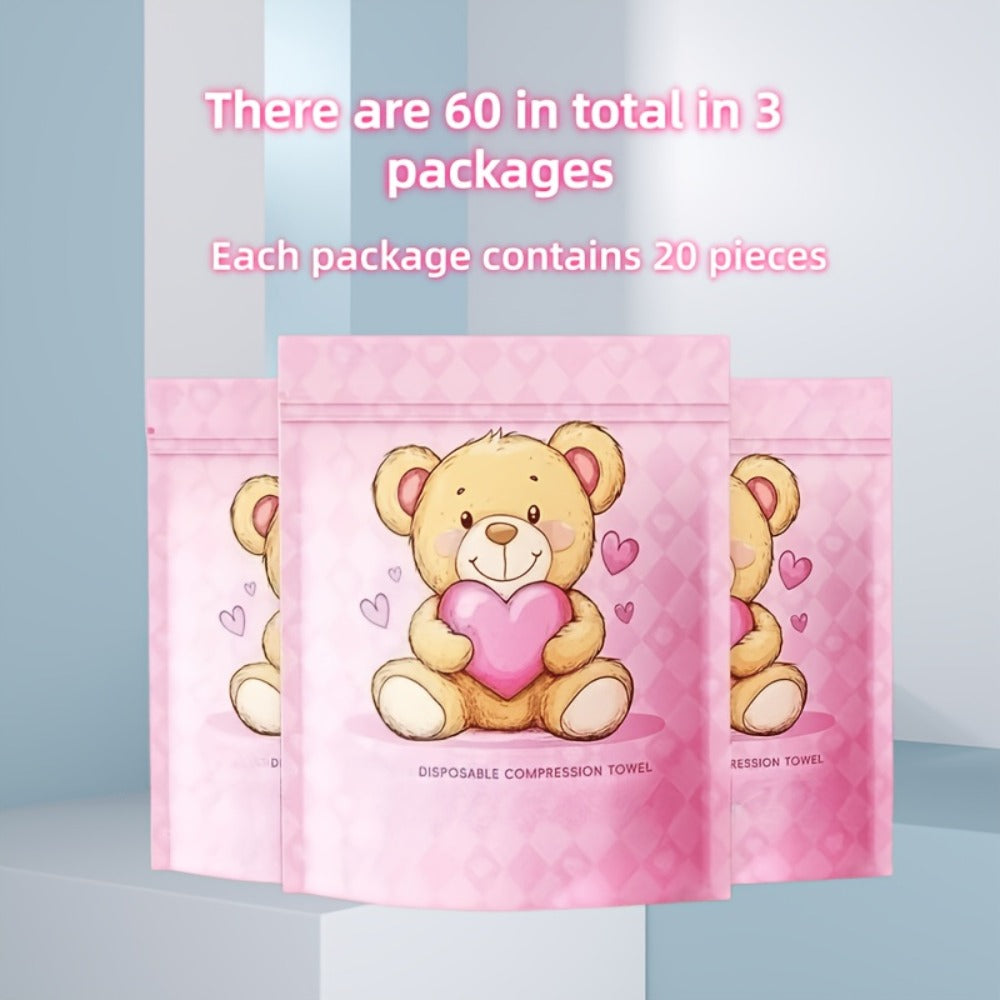 Disposable Face Towels 180 Pcs Soft Thickened Cotton Compressed Cleansing Towel for Women Men All Skin Types Travel Portable Facial Wipes 3 Packs 60 Pcs Each