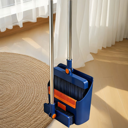 Foldable Broom and Dustpan Set with Long Handle 2-in-1 3-in-1 4-in-1 Floor Brush Combo for Home Office Dorm Room Indoor Outdoor Cleaning