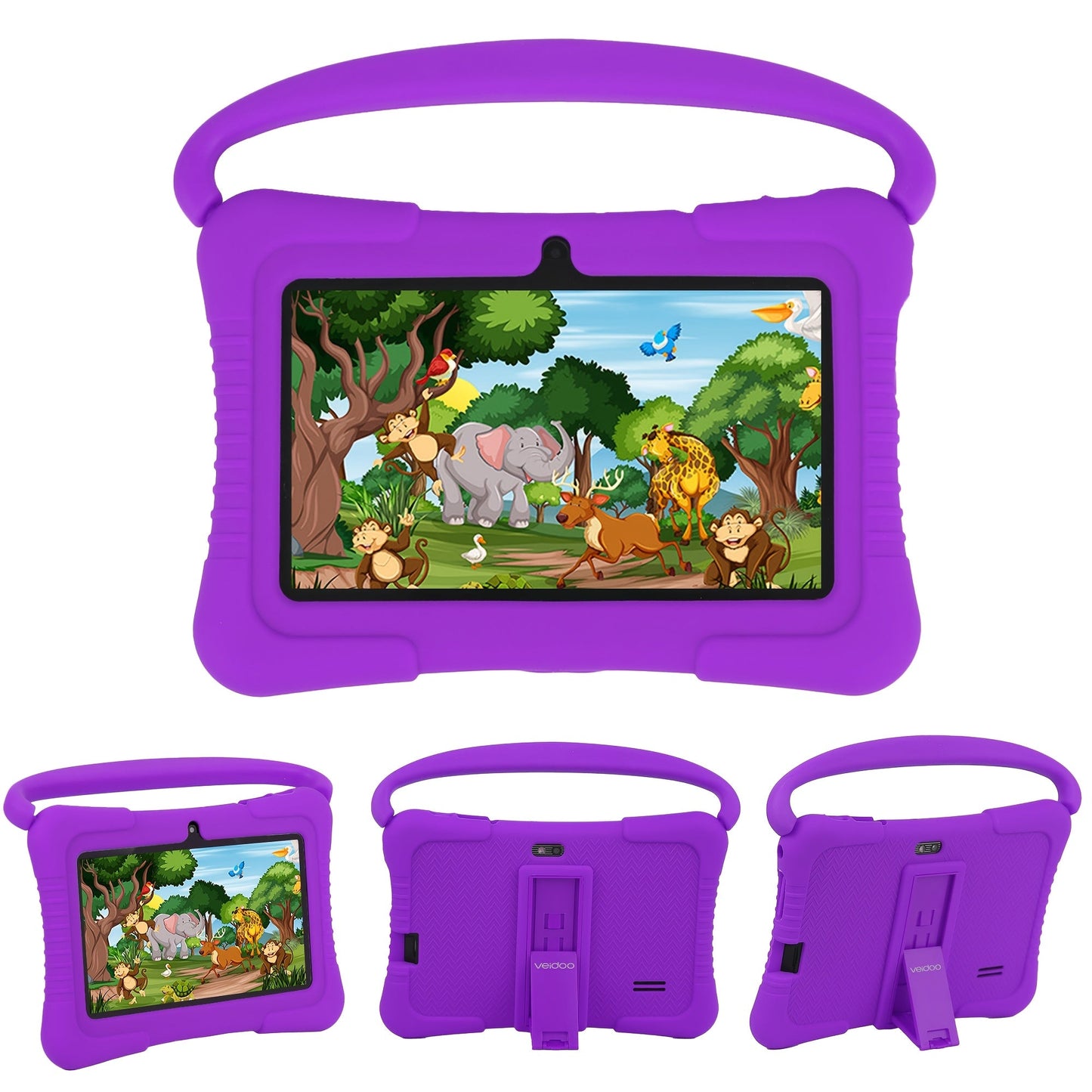 Kids Tablet 7 Inch Android 2GB RAM 16GB 32GB ROM 1TB Expandable WiFi Dual Camera Parental Control Educational Games Eye Protection Drop-Proof Silicone Case Tablet for Kids Toddlers – Pink Blue Purple Navy
