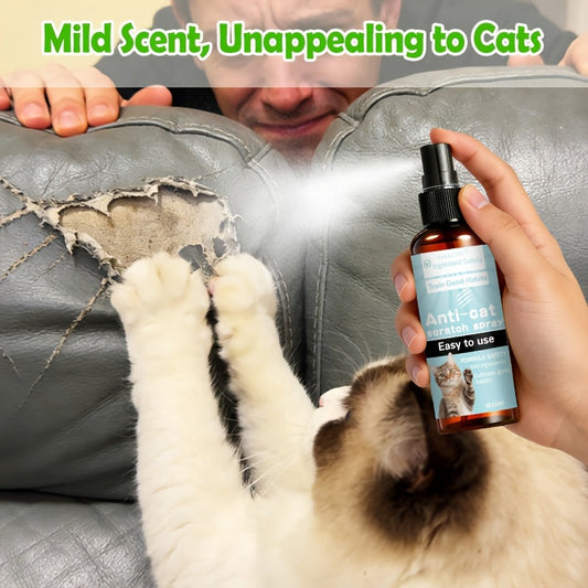 Cat Scratch Deterrent Spray for Furniture - Non-Toxic Pet Safe Anti-Scratch Training Spray, Protects Sofa Couch Carpet Door Wood Surfaces, Long-Lasting No-Stain Formula, Safe for Kittens & Adult Cats