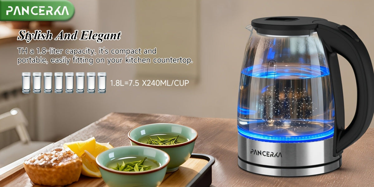 Electric Kettle 1000W Auto Shut-Off Stainless Steel Fast Boiling Hot Water Kettle 1.7L for Entryways, Bedrooms and Living Spaces