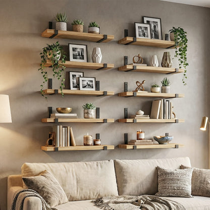 Floating Shelves for Wall 10 Pack 15.8x5.9 Inch Wall Mounted Shelf for Bedroom Kitchen for Home Cooking, Dining and Outdoor Meals