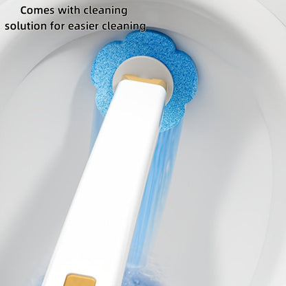 Wall-Mounted Toilet Brush Set with Eight Disposable Heads in White or Grey Checkout Color Options