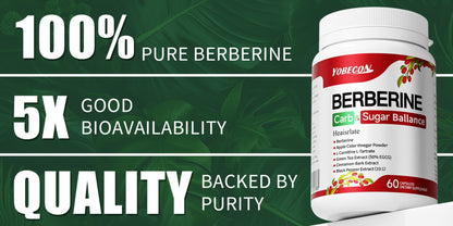 Dietary Supplement Berberine Capsules with Apple Cider Vinegar, Cinnamon and Green Tea, 60 Count