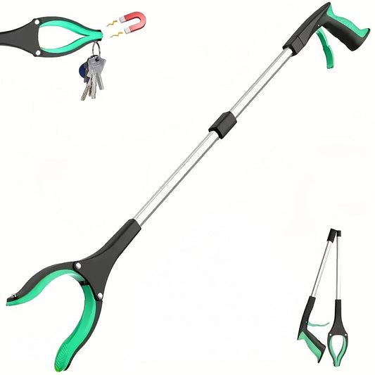 Grabber Tool Reacher 32-Inch Foldable Telescopic - 360° Rotating Jaws & Magnetic Tip Litter Picker, Lightweight Easy-Grip Reaching Tool for Elderly, Disabled & Garden Pickup