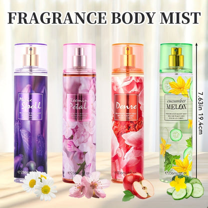 Floral and Fruit Body Mist Spray, 8 fl oz / 236ml in Fourteen Exact Scent Options for External Body Use