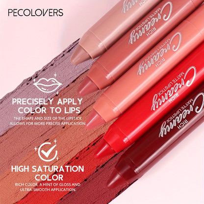 Waterproof Matte Lipstick Pen Set 6PCS with Lip Liner – Long-Lasting Non-Transfer Crayon Formula, Velvety Matte Finish in Nude & Red Shades, Contour Lip Tint Makeup for Women All Skin Tones