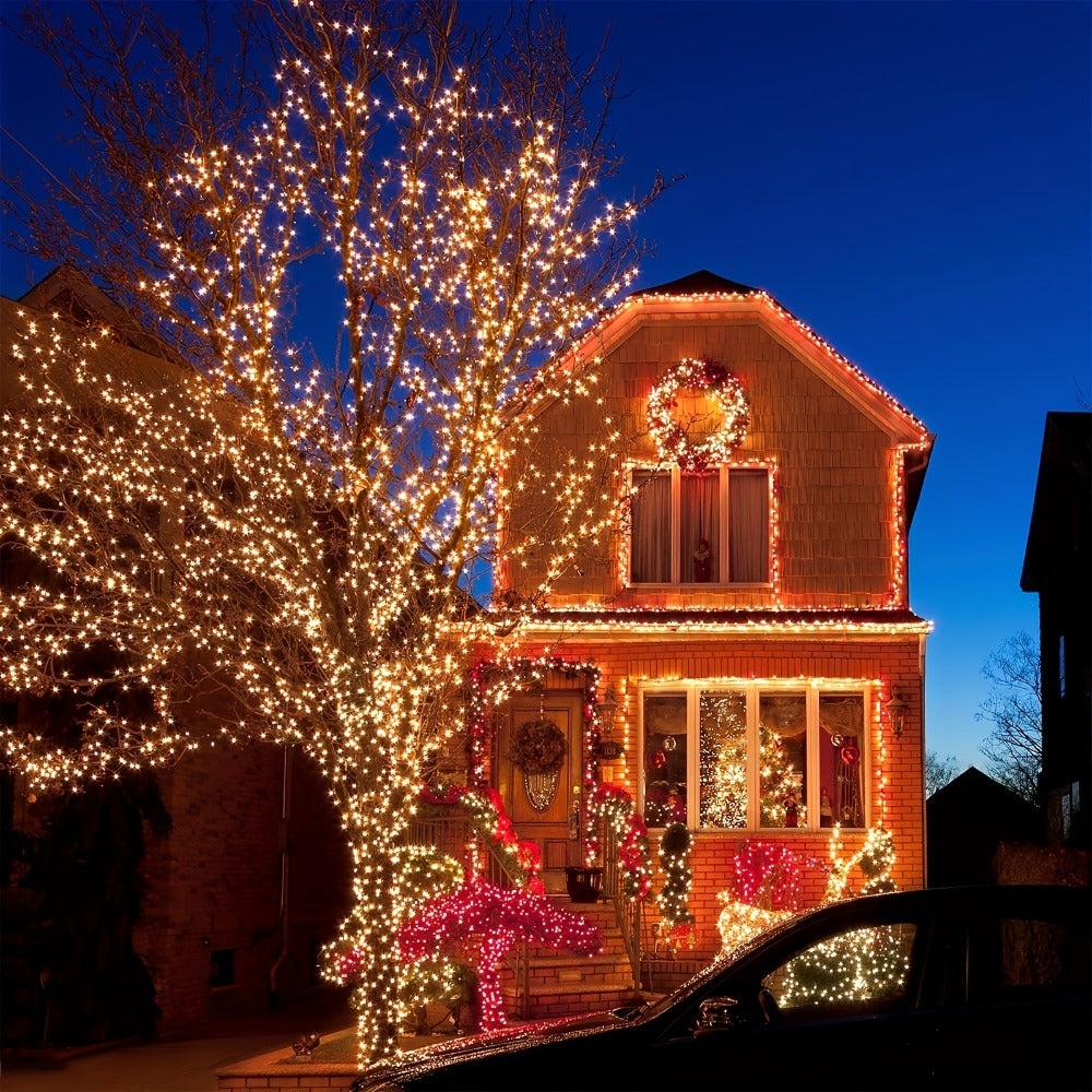 Four-Pack Solar Fairy String Lights with 400 LEDs Total, 160 Feet and Five Color Options for Patio Decor