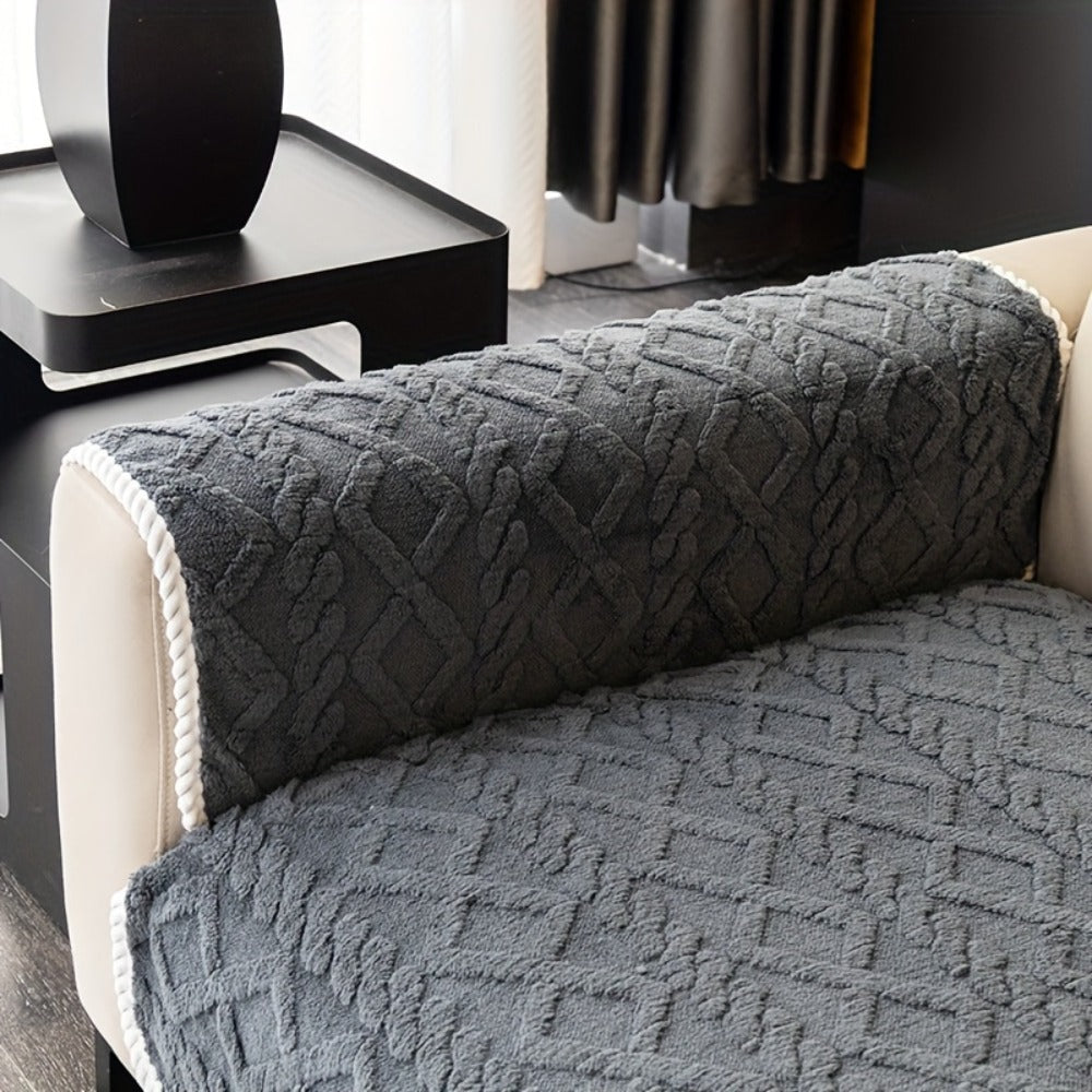 Sofa Cover Plush-Texture Modular Panels for Single to 4 Seats, Backrest, Armrest or Throw Pillow