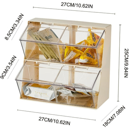 Three-Compartment Countertop Storage Organizer with Clear Front Doors, Top Lid and Two Frame Colors