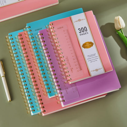 A5 Hardcover Spiral Notebook with 300 Lined Pages, 100 GSM Paper and Six Color Cover Options