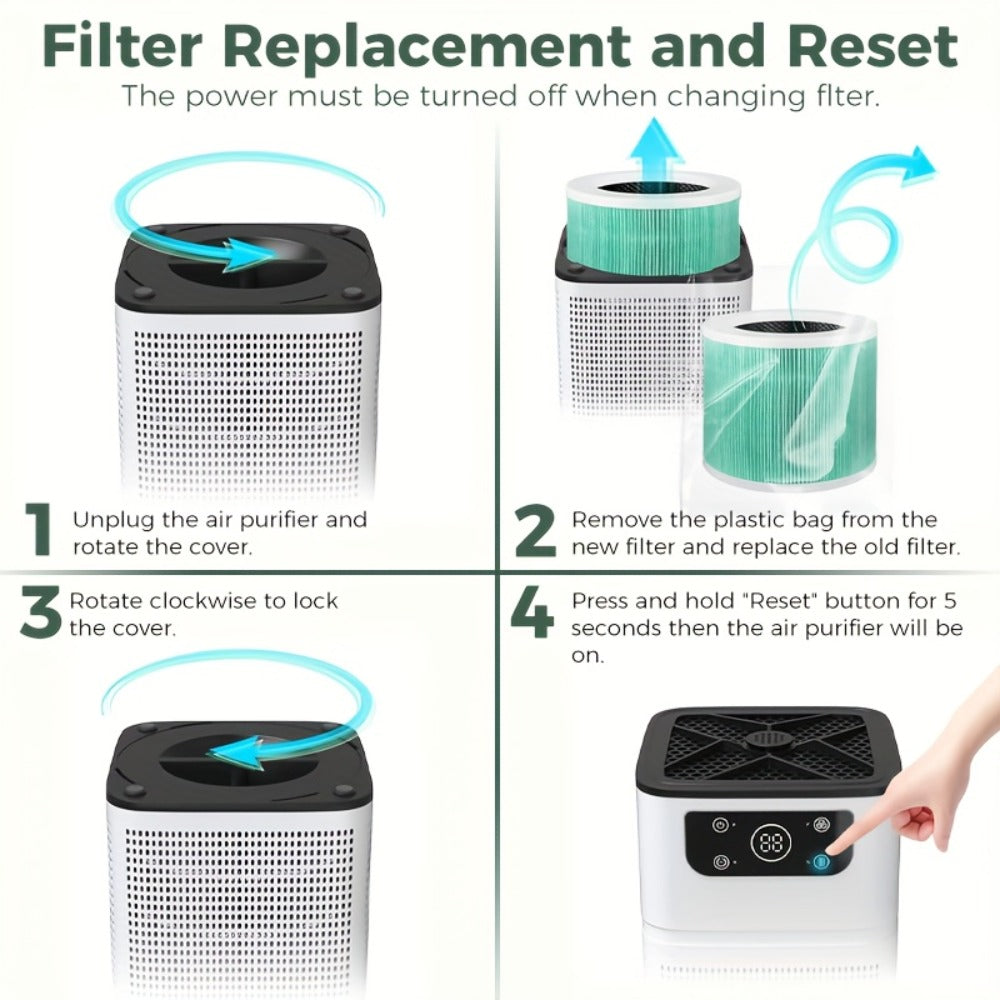 Air Purifier with HEPA Filter, Aroma Function, Quiet Sleep Mode and Compact White Room Design