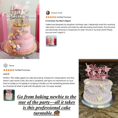 Cake Turntable Stand 10 Inch Aluminum 360 Degree Smooth Rotation with Frosting Spatula - Heavy Duty Rotating Cake Decorating Stand for Baking Birthday Wedding Holiday Desserts, Non-Slip Base Baking Supplies