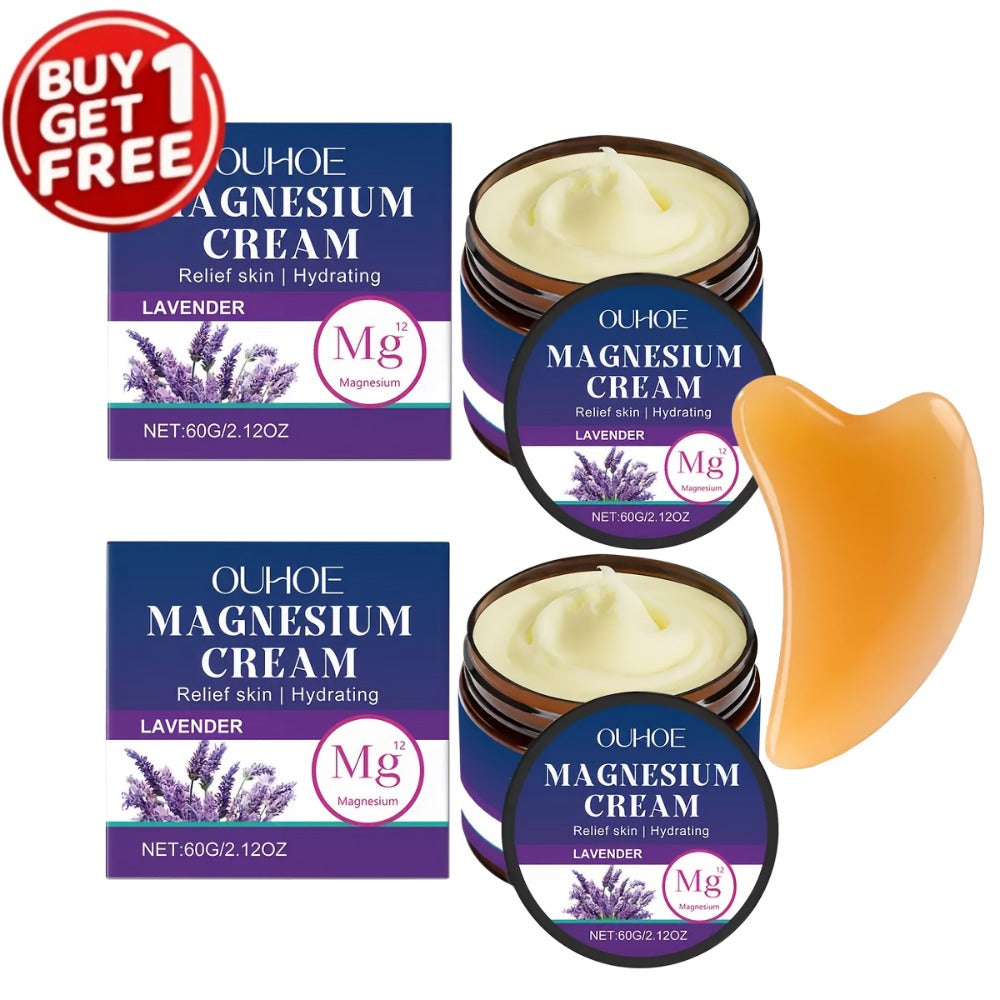 Body Cream OUHOE Magnesium Lavender 60g Jars in a Two-Piece Boxed Set for External Massage Use
