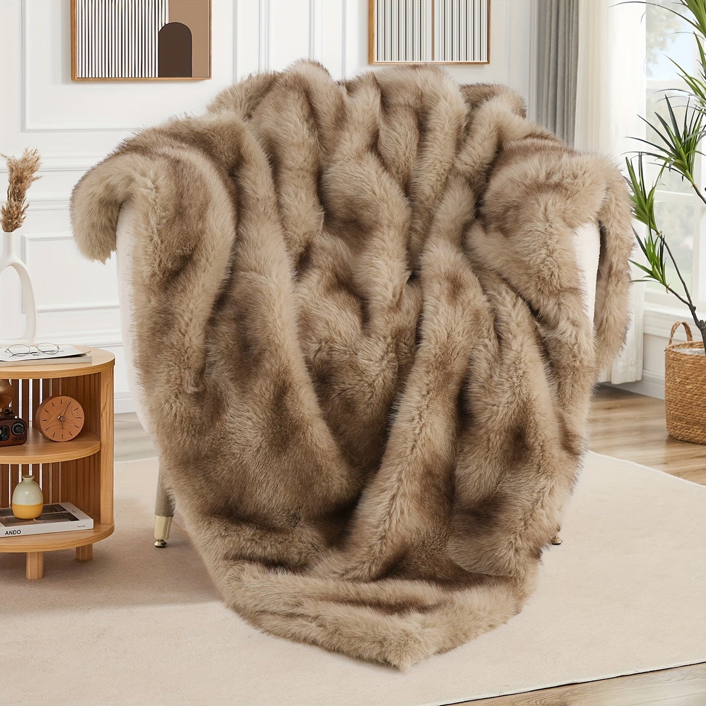 Faux Fur Throw Blanket 1060GSM Luxury - Super Soft Reversible Plush Mink Blanket for Bed Couch Sofa, Oversized Heavy Weight Cozy Blanket, Leopard Animal Print & Solid Colors, Throw & Twin Size