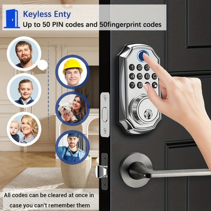 Voice Guided Keypad Deadbolt with Fingerprint, PIN, One-Time Visitor Code & Key, Backlit Keypad, Auto Lock