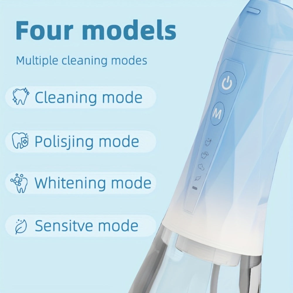 320ml USB-C Rechargeable Water Flosser with Four Nozzles, IPX7 Marking and Four Gradient Color Options