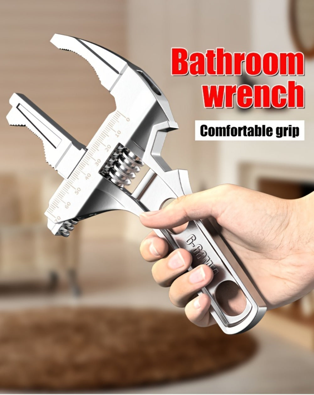 Adjustable Double-Ended Bathroom Wrench for Sink, Faucet and Pipe Work in Black or Silver Finish