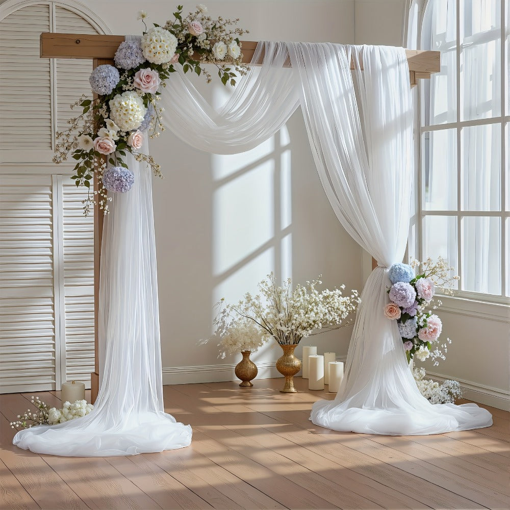Sheer Yarn Drapery Curtain Party Backdrop 31.5" x 315" – Encrypted Gauze Flutter Streamer for Gender Reveal, Wedding, Birthday, Bridal Shower, Indoor & Outdoor Background Decoration | Reusable & Easy Hang