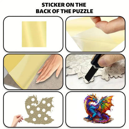 Dragon Wooden Jigsaw Puzzle with Irregular Animal-Shaped Pieces in Exact Small or Large Size Options