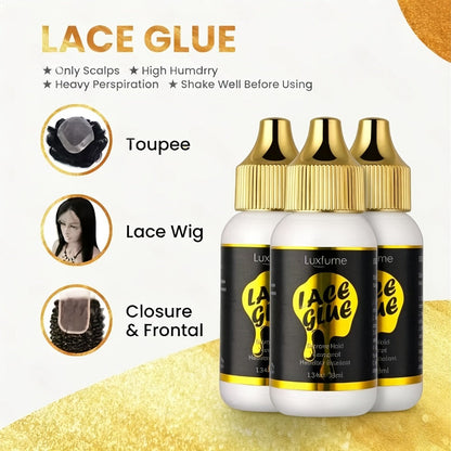Lace Front Wig Glue Waterproof Extreme Hold 3-Pack Invisible Clear Drying Liquid Adhesive for HD Lace Swiss Lace Wigs & Hairpieces 100ml Per Bottle Long Lasting Secure Bond