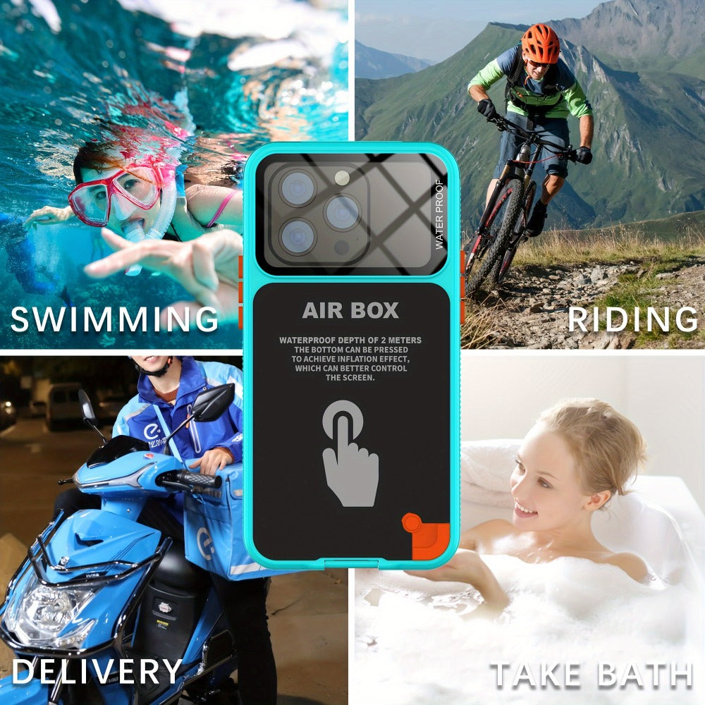 Waterproof iPhone Case IP68 360° Full Body Shockproof Dustproof Underwater Swimming Surfing Sports Cover for iPhone 16 15 Pro 15 14 Pro 14 13 Pro 13 12 Pro 12 – Underwater Photography Beach