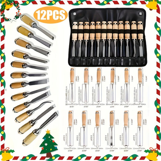 Wood Carving Chisel Set 12 & 24-Piece – Professional Beech Wood Handle Woodworking Chisels, Detail Carving Hand Tools for Beginners & Experts, Ideal Woodworker Gift