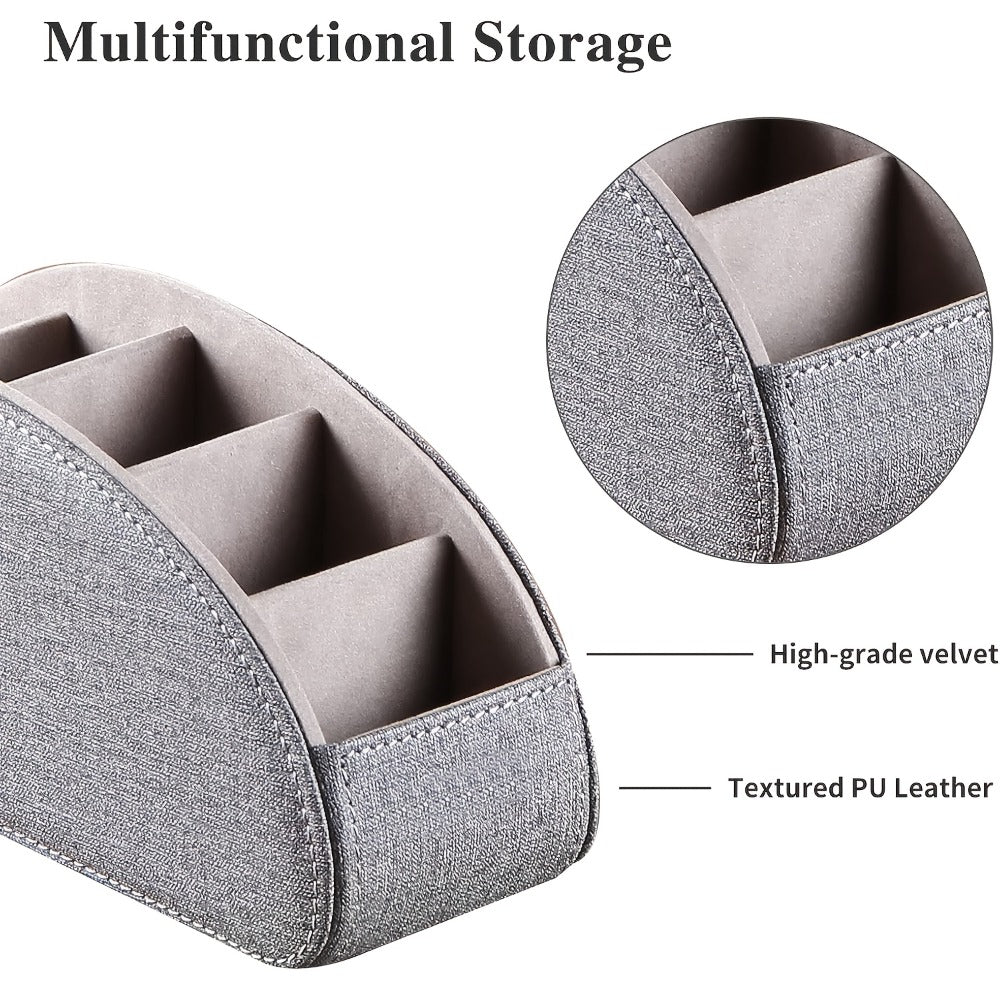 Faux Leather Desktop Organizer 5 Compartments – Multifunctional Remote Control Holder Caddy, Pen Holder Storage Box for Remote Controls, Pens, Eyeglasses, Makeup Brushes & Office Stationery, 10 Styles