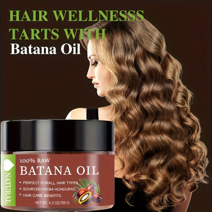 Hair Oil Batana 120g Amber Balm Jar with Black Screw Lid and External-Use Label Instructions