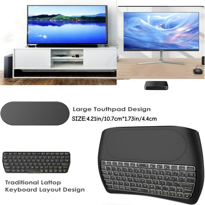 Wireless Mini Keyboard with Large Touchpad & 7-Color Backlight – Bluetooth & 2.4G Dual Mode Handheld Keyboard Remote Control, Rechargeable, USB Dongle, Plug and Play for TV Box PC Smart TV