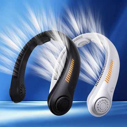 Loop-Style Neck Fan in Ten Single or Paired Color Checkouts with Five-Speed Control and USB Charging