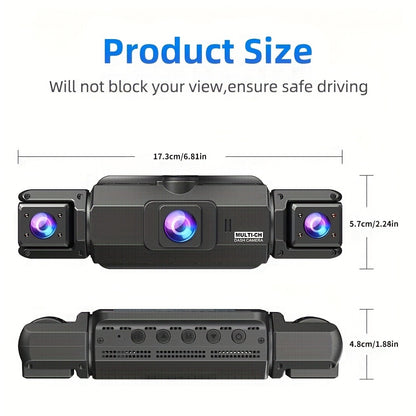 360° Dash Cam - 3/4 Channel 1080P HD Car Camera, Night Vision, WDR, G-Sensor, Loop Recording, 24/7 Parking Monitor, WiFi, Optional 32GB Card, Zero Blind Spot Coverage