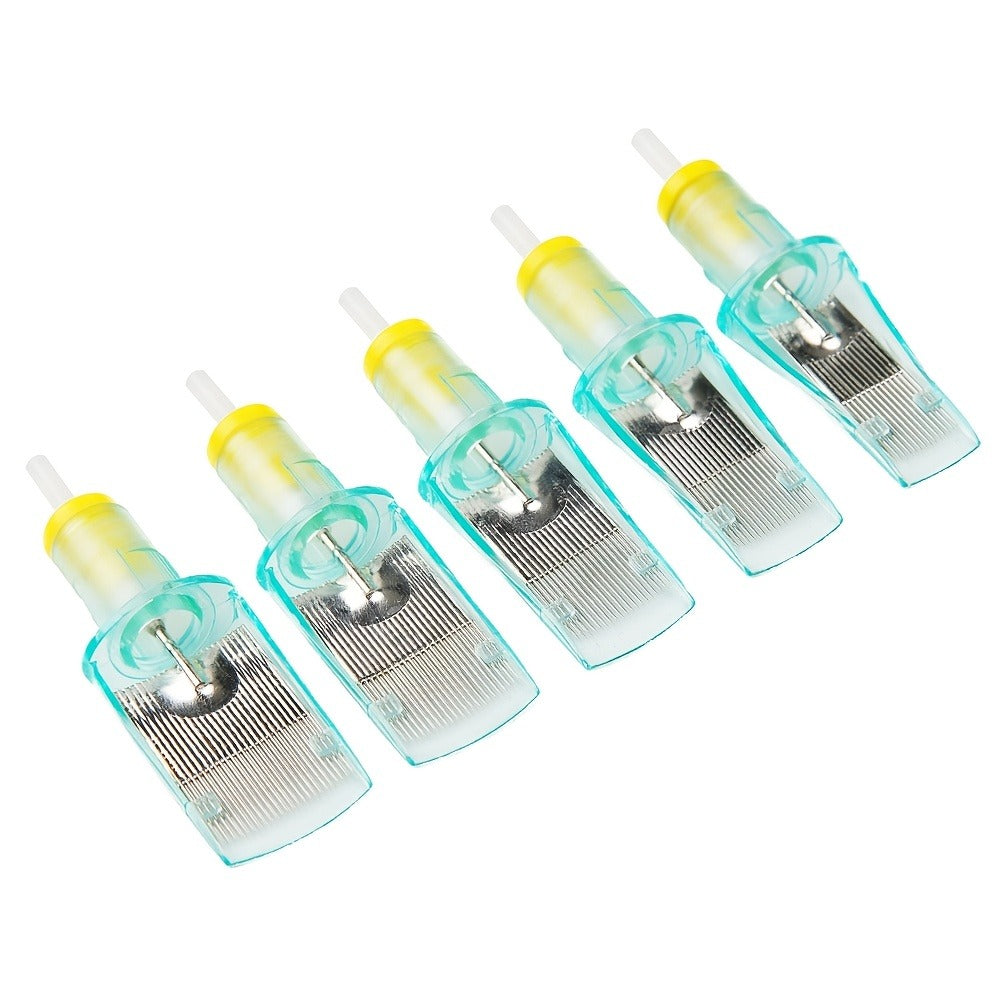 Curved Magnum Tattoo Cartridge Needles 10-Pack — Aurora II Stainless Steel, Large Ink Capacity, Low Splatter, Transparent Body, for Artists & Beginners