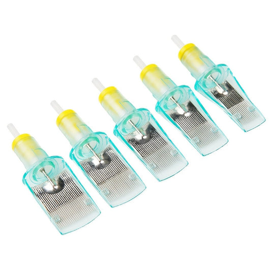 Curved Magnum Tattoo Cartridge Needles 10-Pack — Aurora II Stainless Steel, Large Ink Capacity, Low Splatter, Transparent Body, for Artists & Beginners