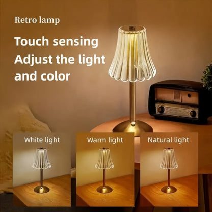 Pleated-Shade Rechargeable Table Lamp with Touch Control in Four Styles and One- or Two-Piece Options